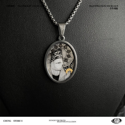 Handmade Painting Elements Necklace