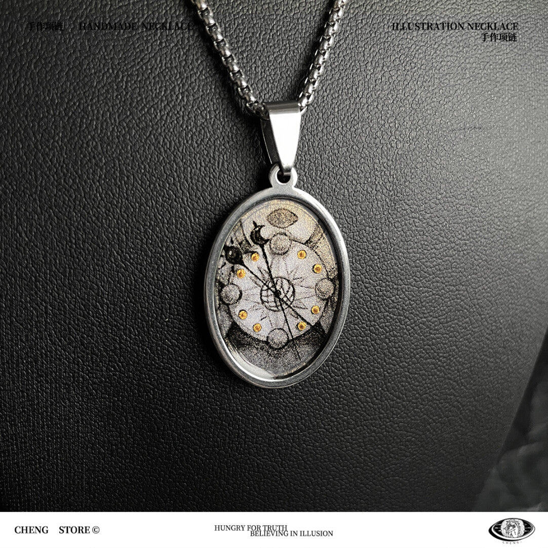 Handmade Painting Elements Necklace