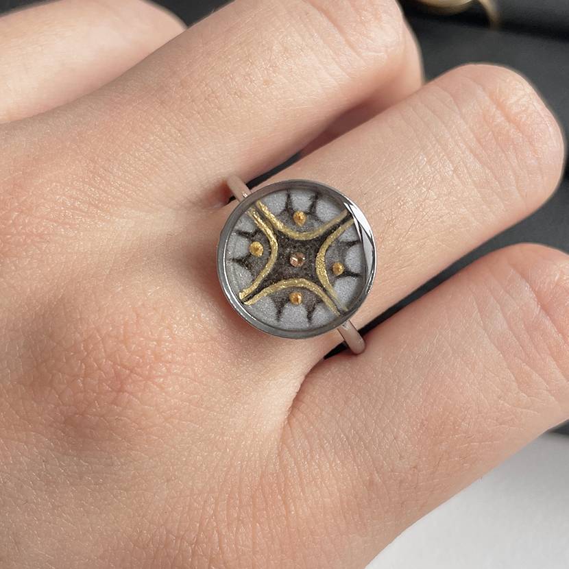 Handmade Ink Painting Elements  Ring,Silver Star (Titanium Steel),Lumivault.