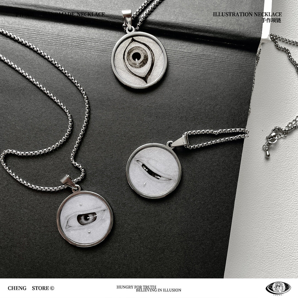Handmade Painting Elements Round Necklace,Lumivault.