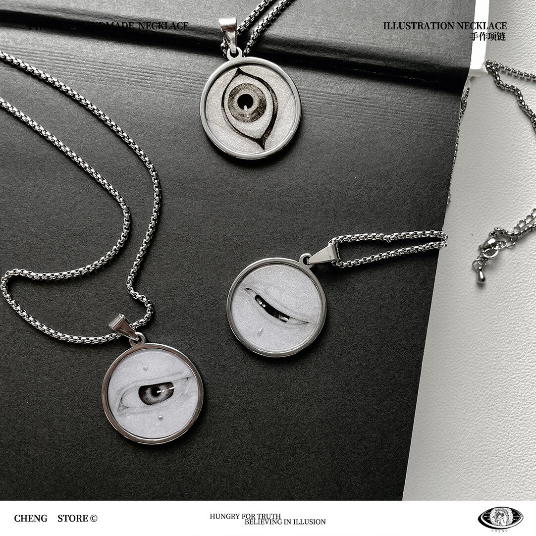 Handmade Painting Elements Round Necklace,Lumivault.