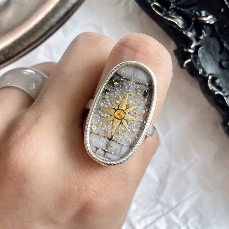 Handmade Ink Painting Elements  Ring,Bright Star,Lumivault.