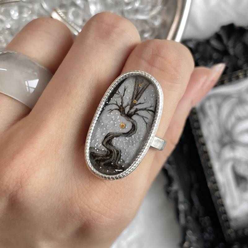 Handmade Ink Painting Elements  Ring,Grow,Lumivault.