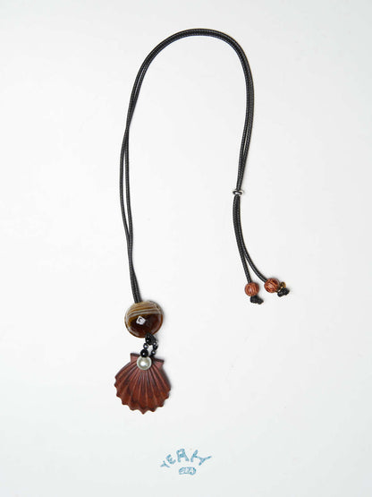 Saturn Shell Long Beaded Necklace