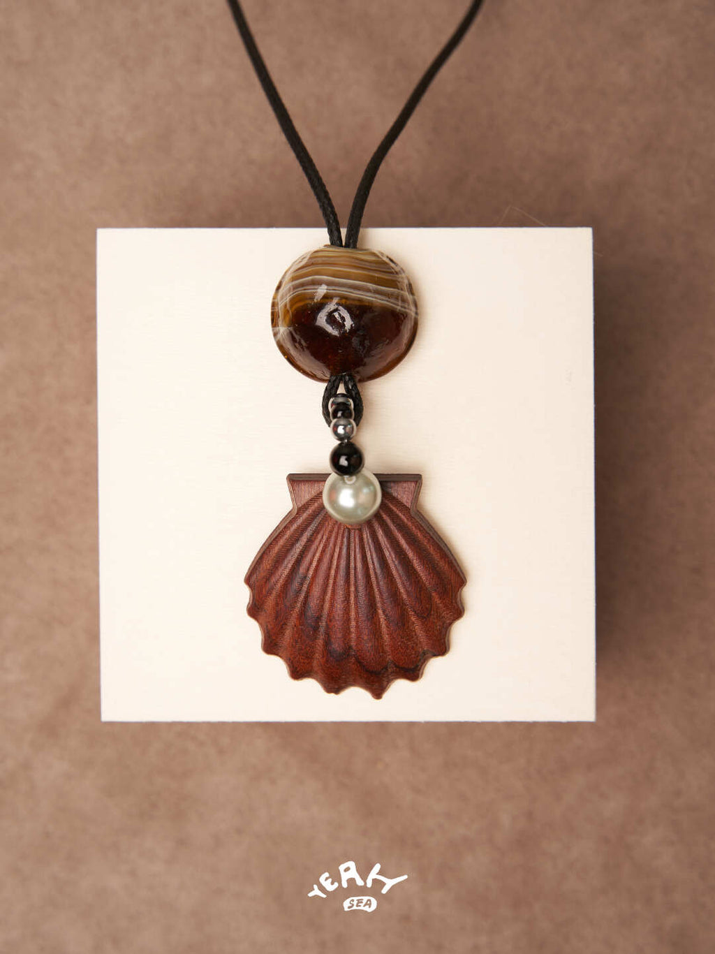Saturn Shell Long Beaded Necklace,Lumivault.