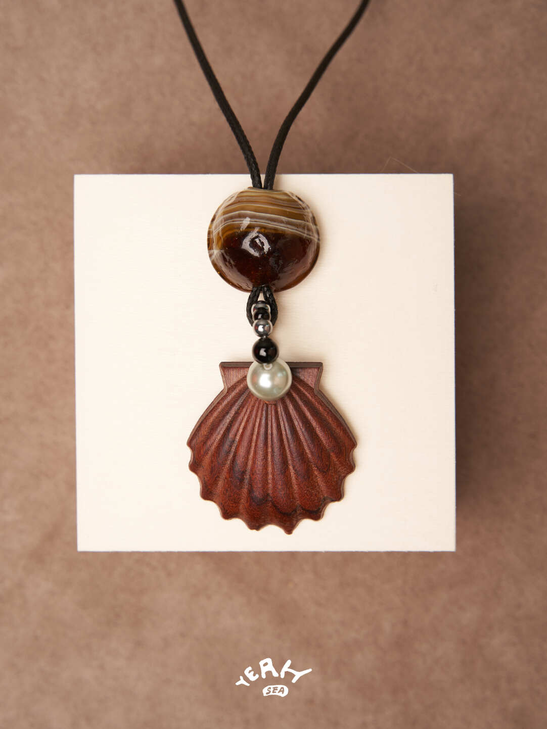 Saturn Shell Long Beaded Necklace,Lumivault.