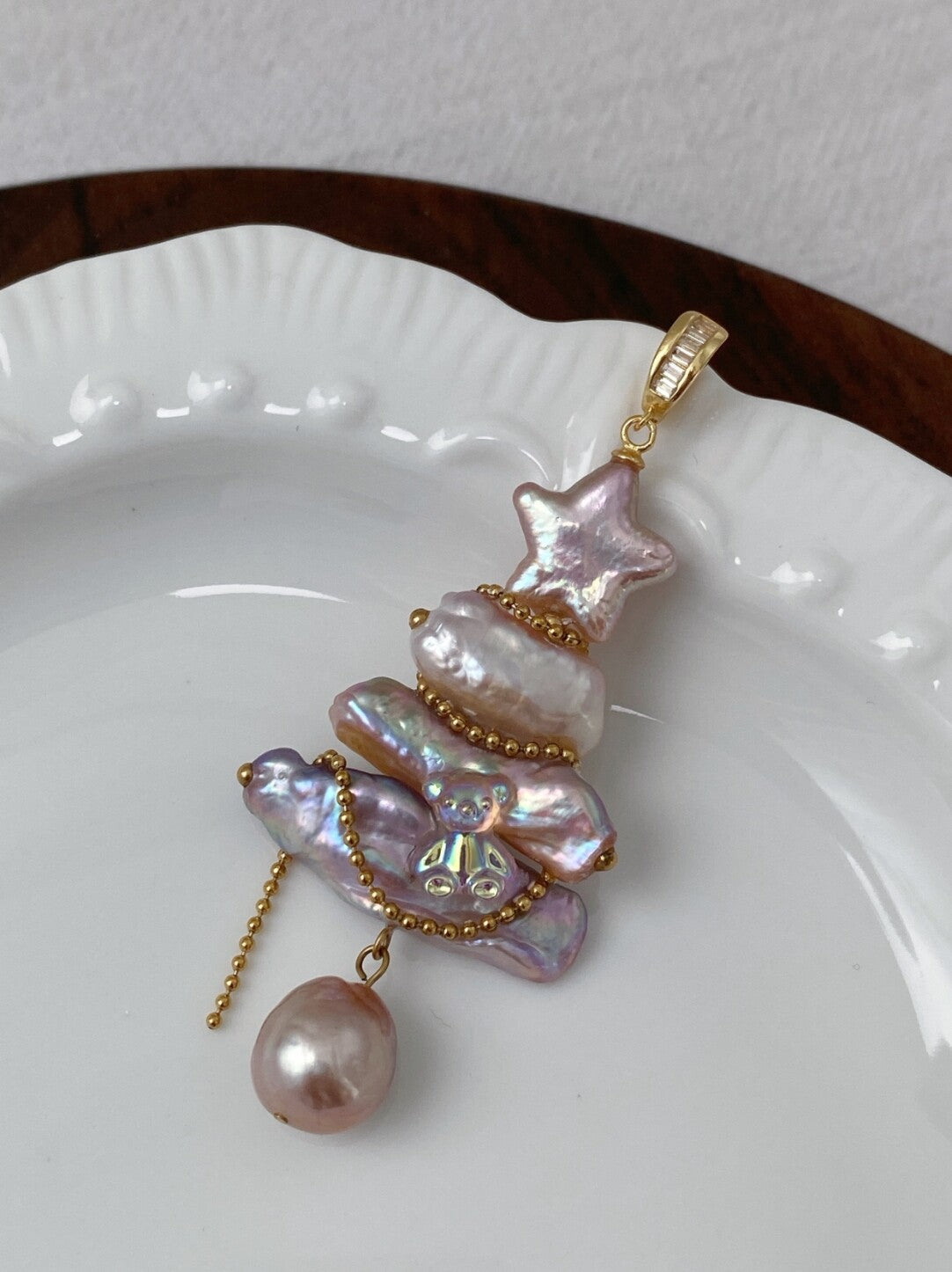 Christmas Tree Baroque Pearl Earrings,No. 19,Lumivault.