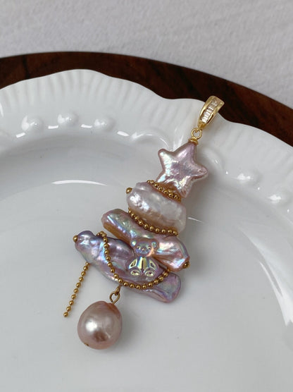 Christmas Tree Baroque Pearl Earrings