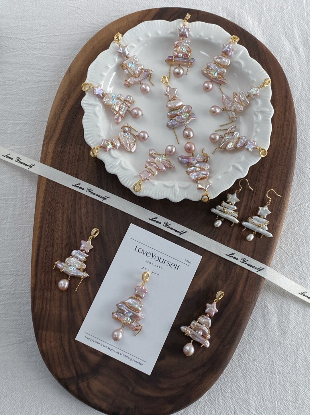 Christmas Tree Baroque Pearl Earrings,Lumivault.