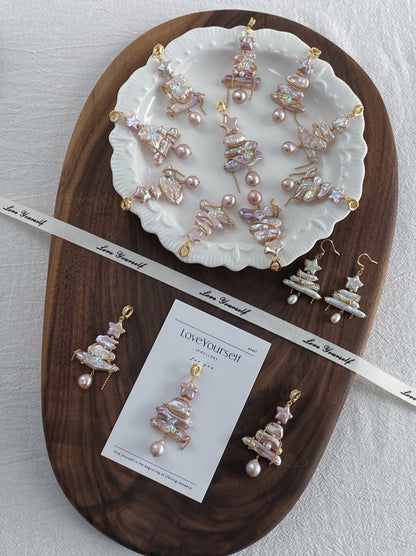 Christmas Tree Baroque Pearl Earrings