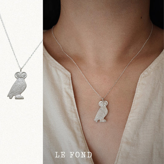 Athena's Owl Silver Necklace,Lumivault.