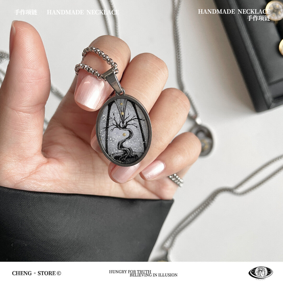 Handmade Painting Elements Necklace