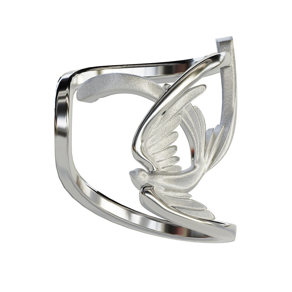 Silver Swallow Single Ear Cuff,Single,Lumivault.