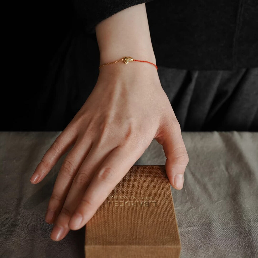 Gold Pony Red Rope Bracelet,Lumivault.