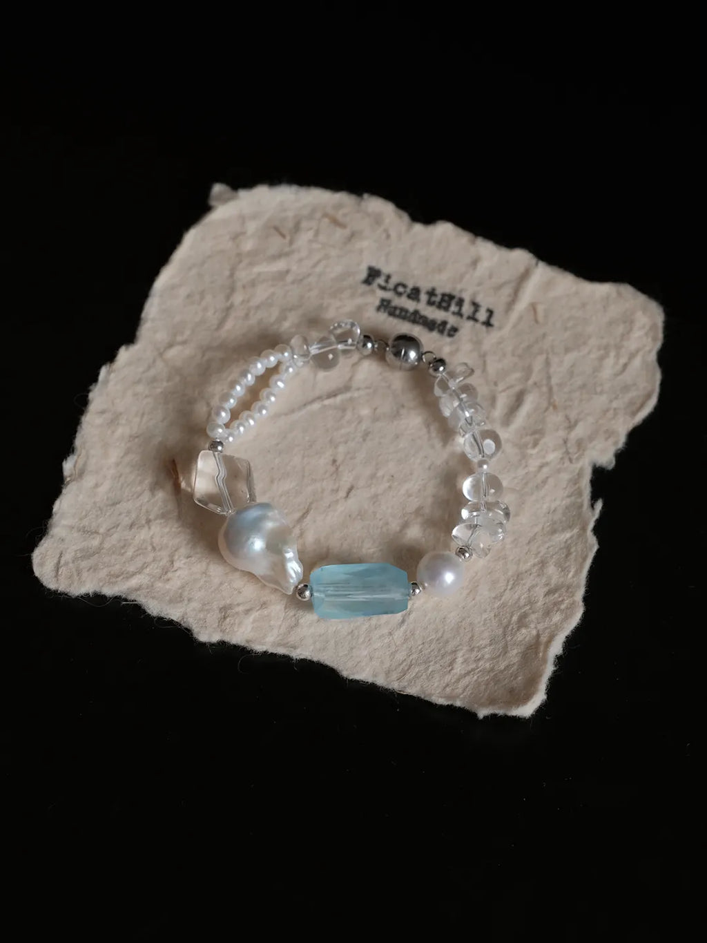 Song of the Arctic" Aquamarine, Baroque Pearl & Crystal Bracelet FH1203JDZG