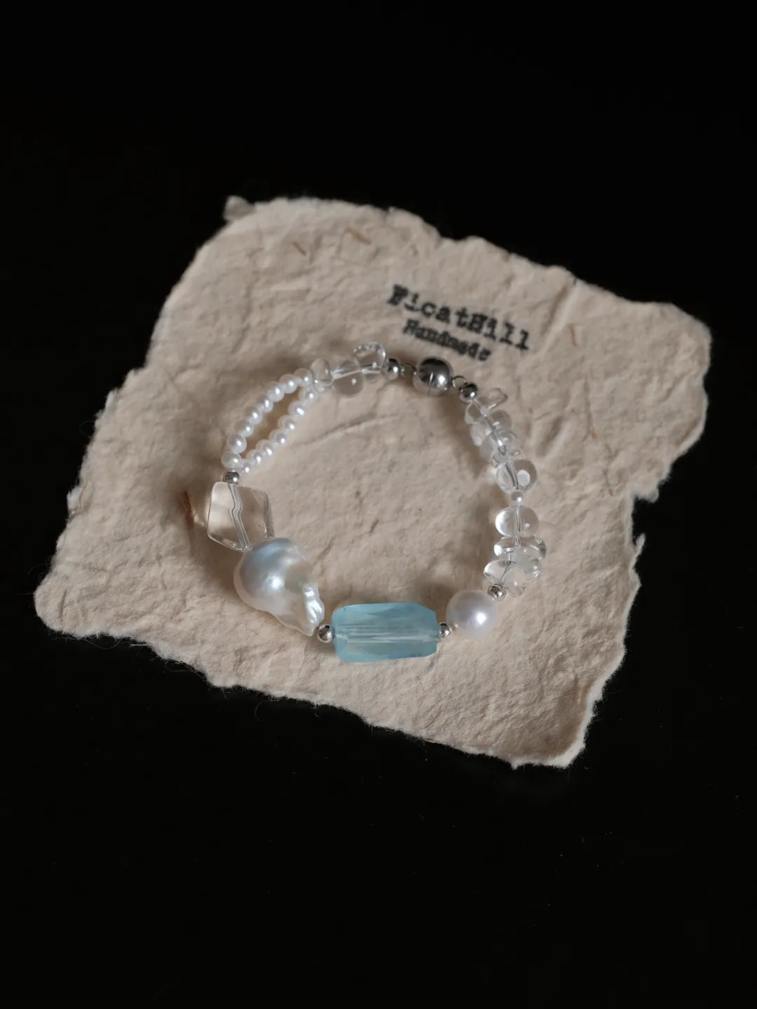 Song of the Arctic" Aquamarine, Baroque Pearl & Crystal Bracelet FH1203JDZG