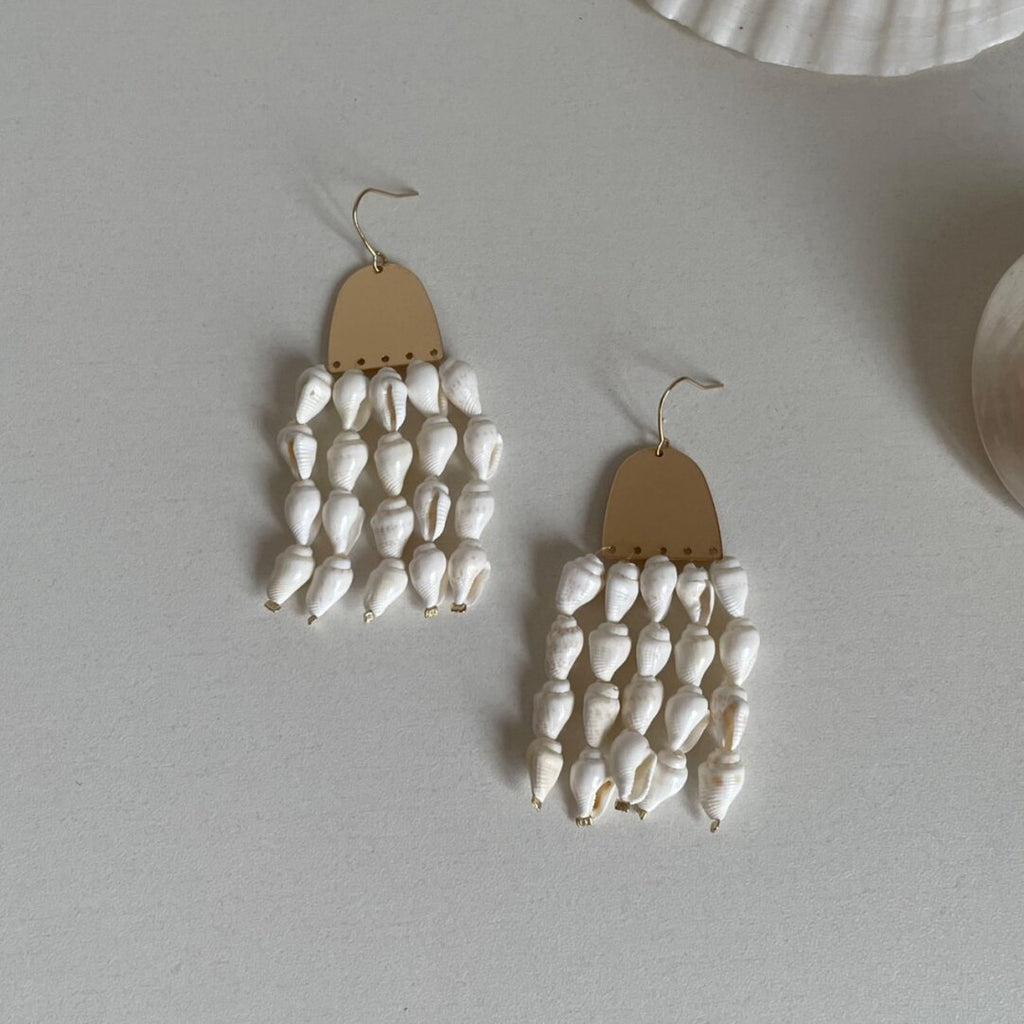Original Geometric Metal Small Conch Earrings,Hooks,Lumivault.