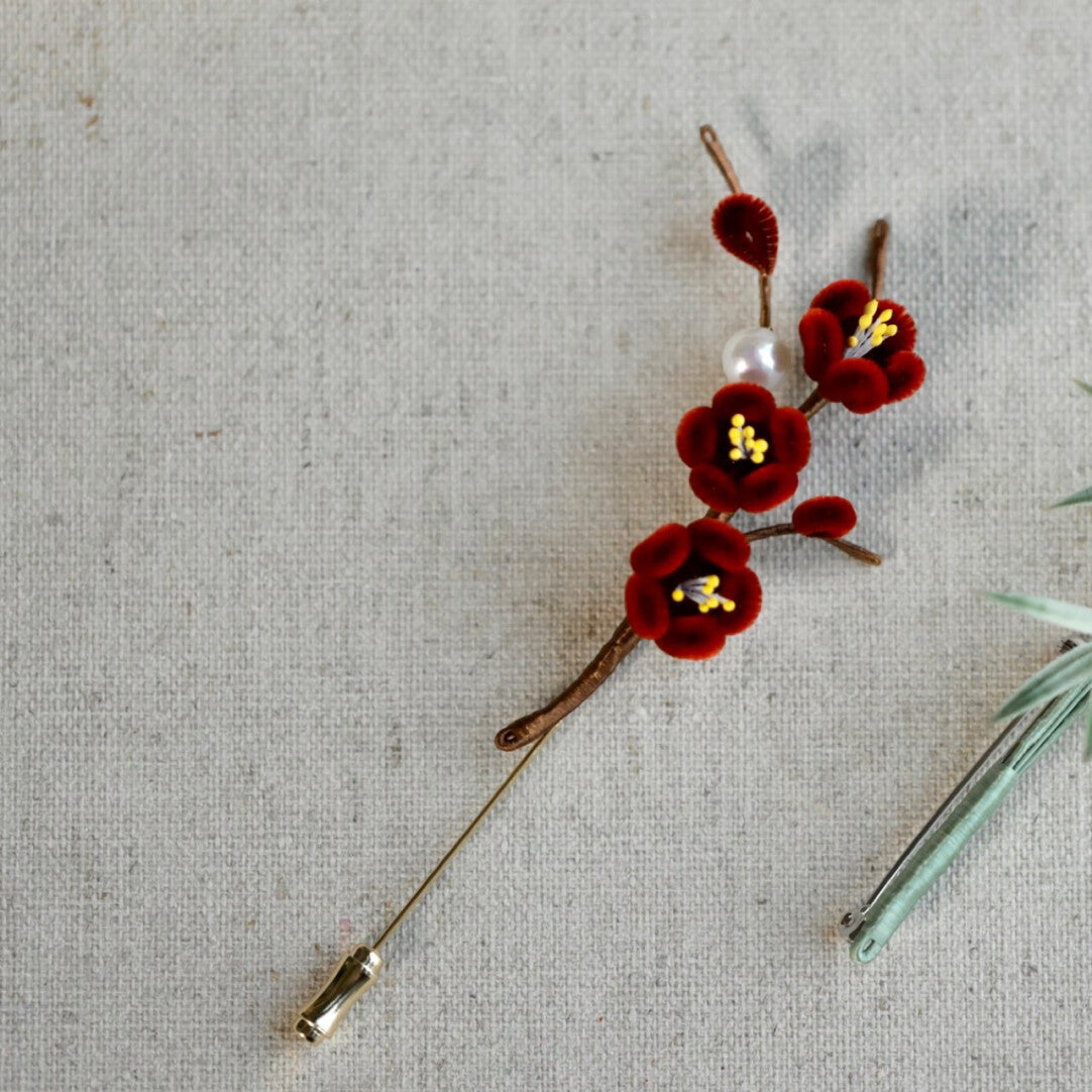 Mini Plum Blossom Velvet Brooch