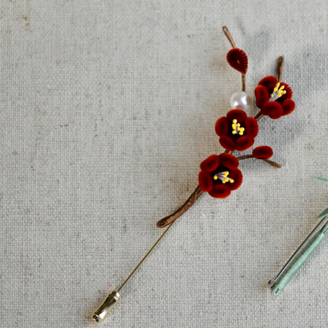 Mini Plum Blossom Velvet Brooch,Lumivault.