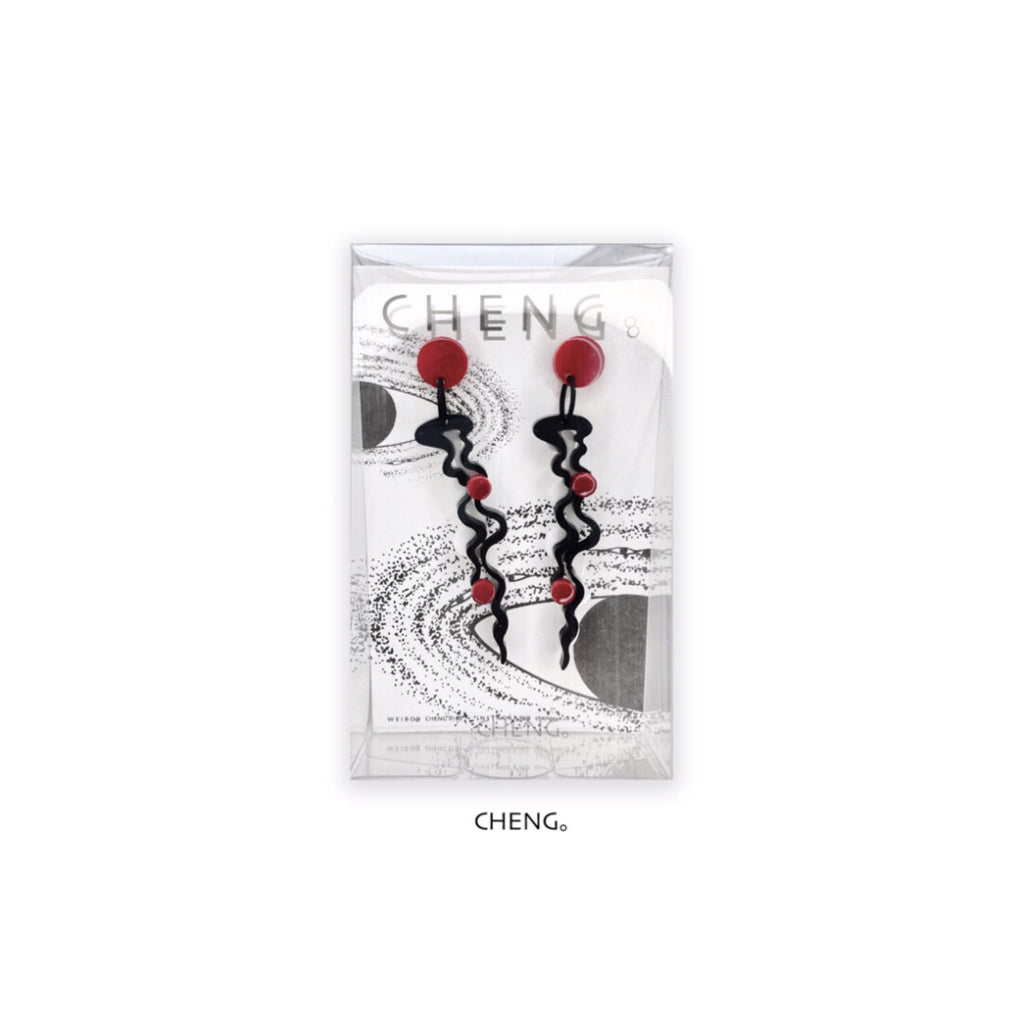 Red Sun Ripples Acrylic Earrings,Studs,Lumivault.