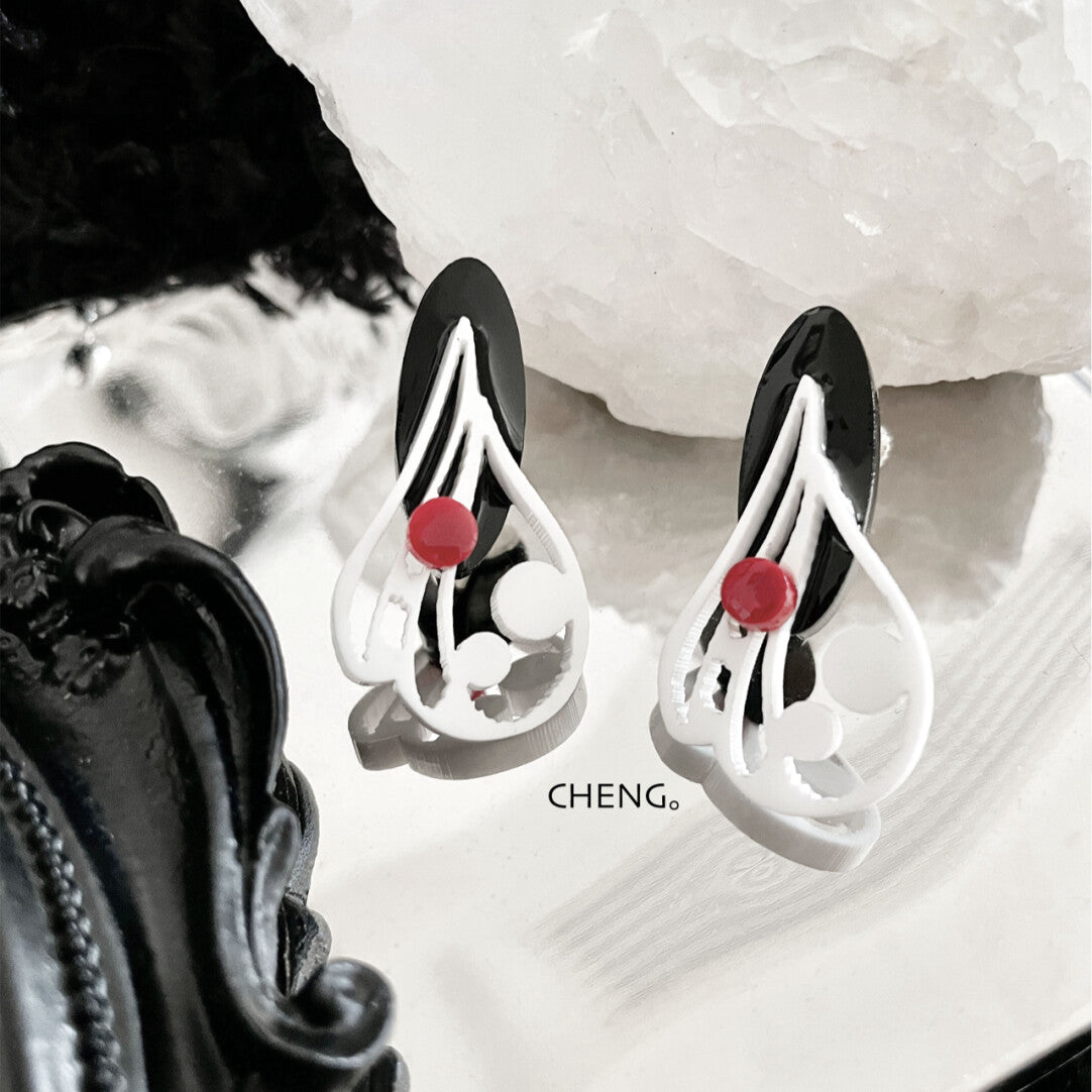 Feather Drop Acrylic Earrings,Clips,Lumivault.