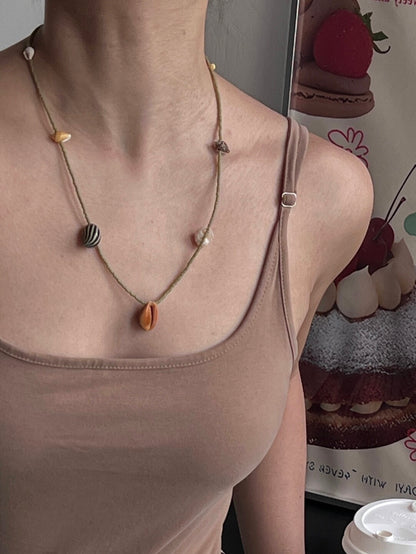 Handmade Vacation Conch Beaded Necklace,Lumivault.