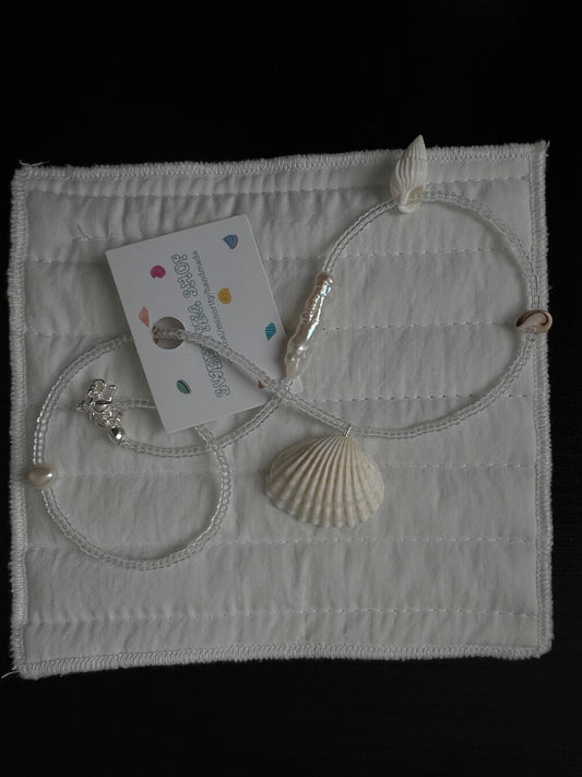 Handmade Pure Clean White Shell Necklace,Lumivault.