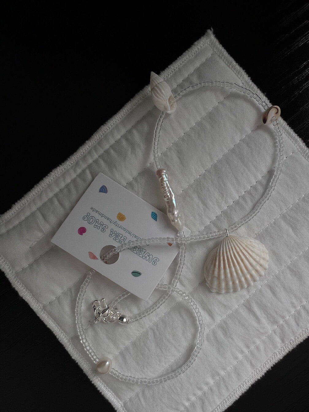 Handmade Pure Clean White Shell Necklace,Lumivault.