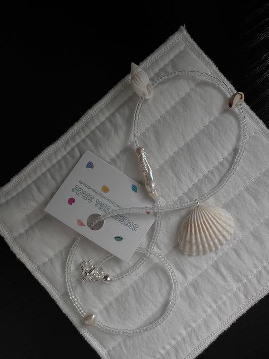 Handmade Pure Clean White Shell Necklace,Lumivault.