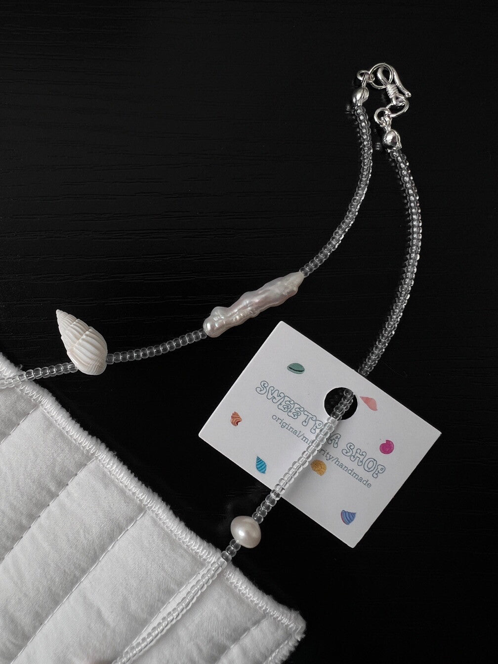 Handmade Pure Clean White Shell Necklace,Lumivault.