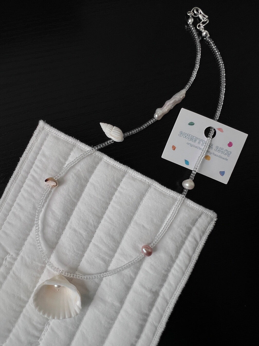 Handmade Pure Clean White Shell Necklace,Lumivault.