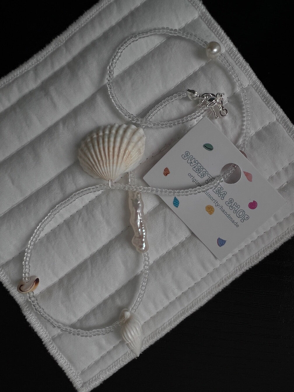Handmade Pure Clean White Shell Necklace,Lumivault.