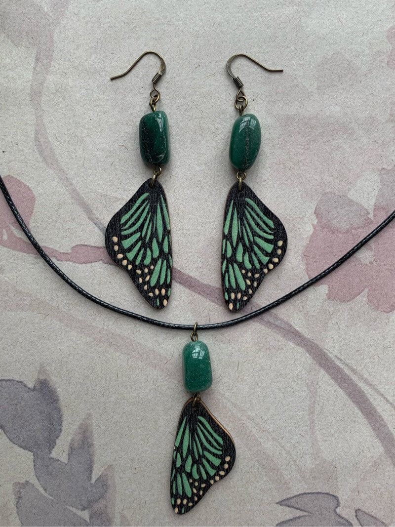 Wooden Butterfly Wings Earrings,Lumivault.