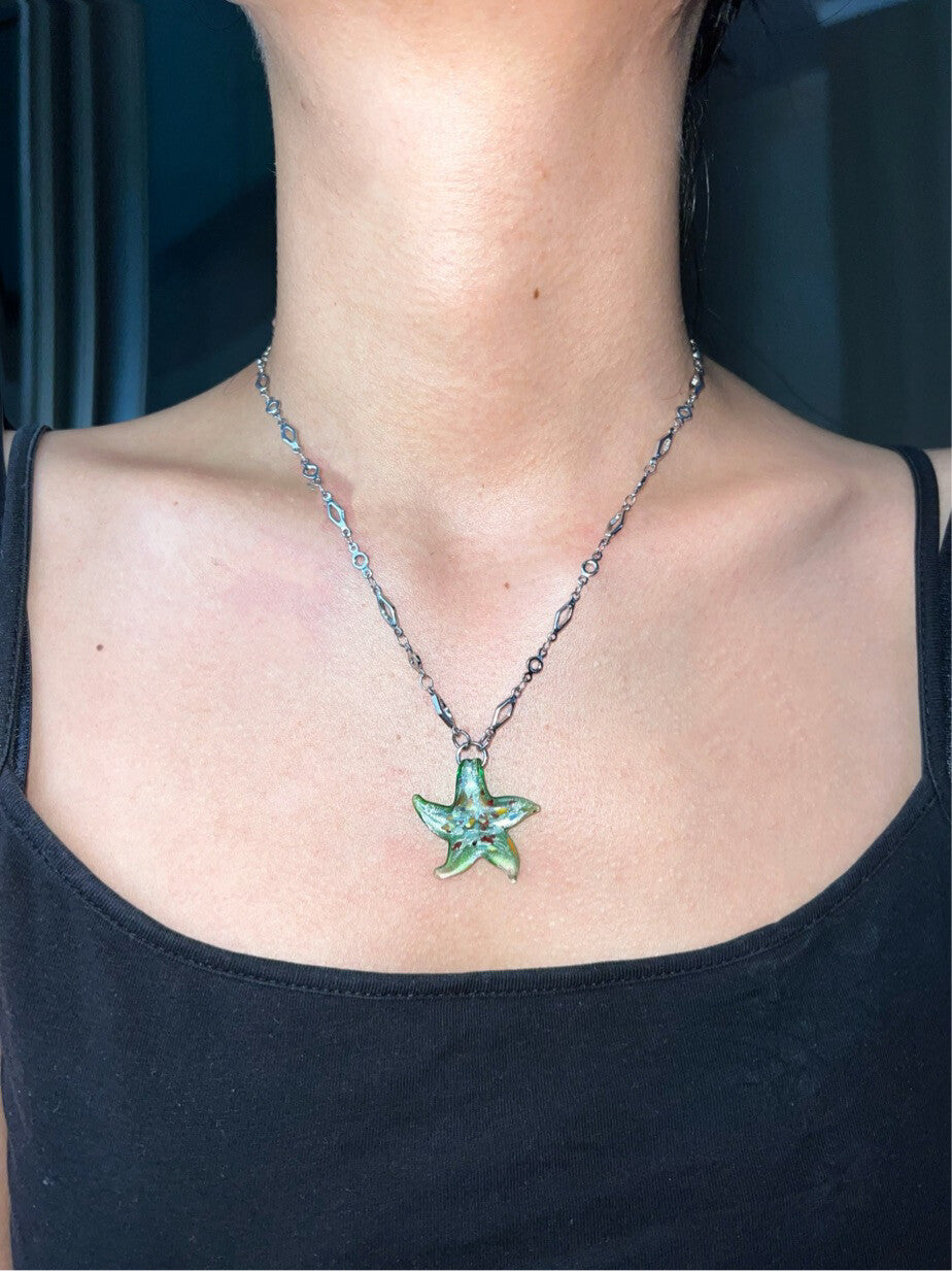 Glazed Starfish Necklace Earrings,Lumivault.