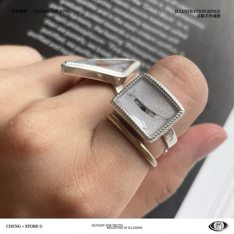 Handmade Ink Painting Elements  Ring