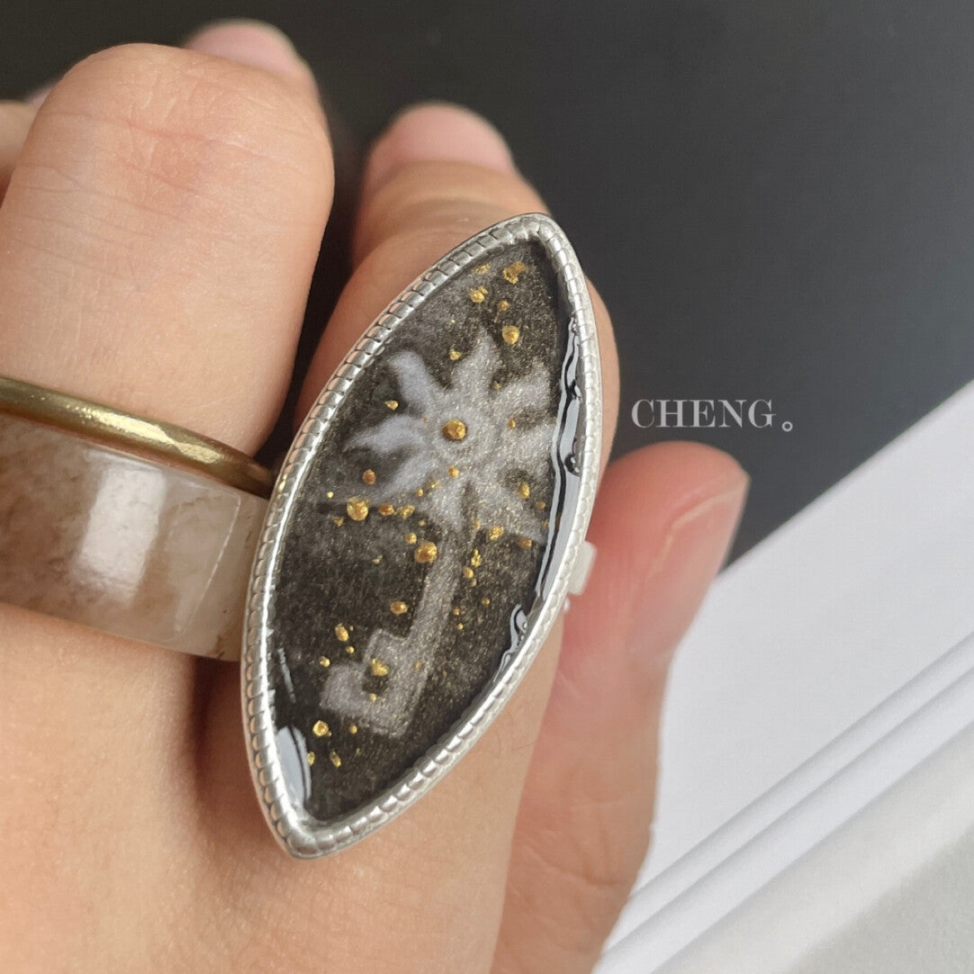 Handmade Ink Painting Elements  Ring