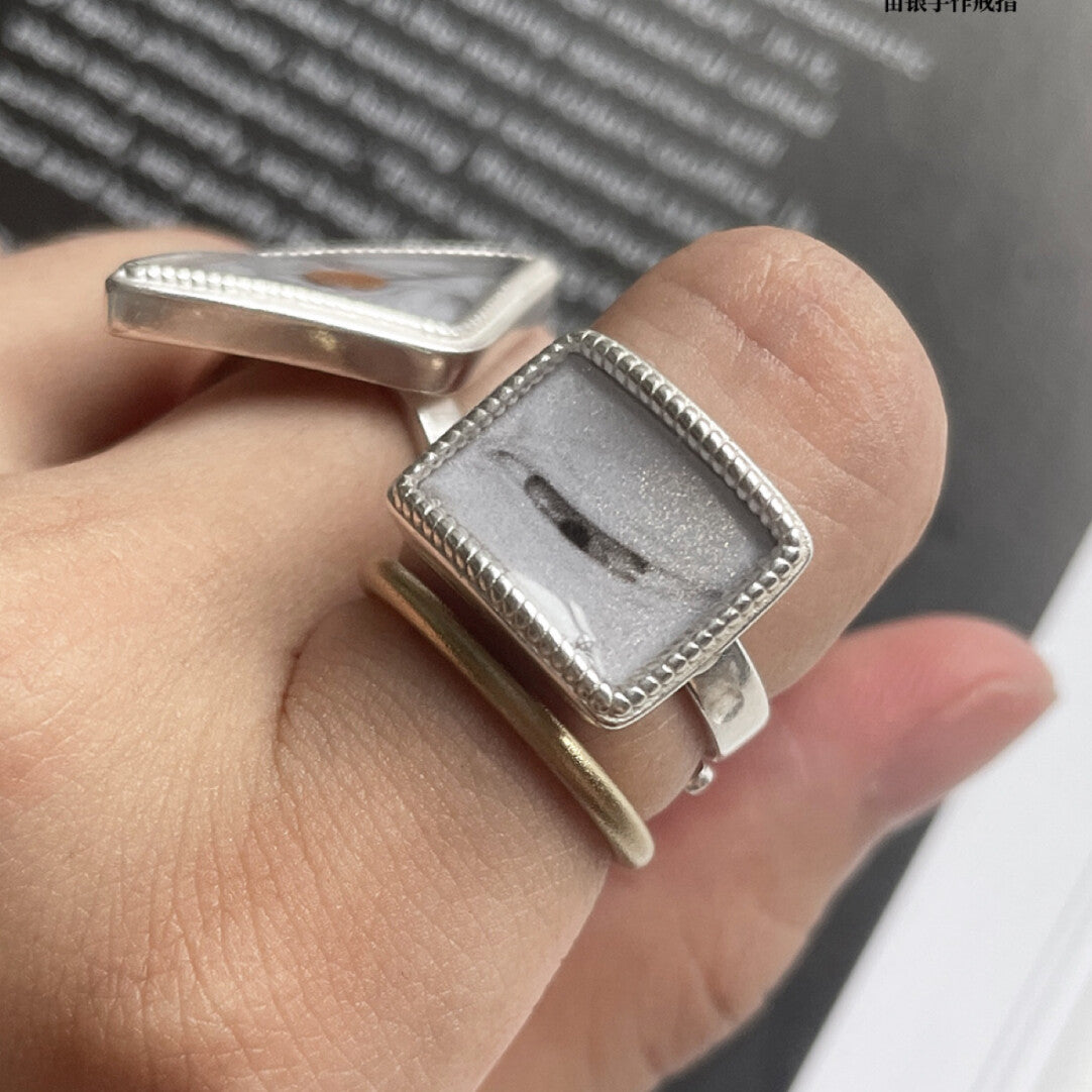 Handmade Ink Painting Elements  Ring,Zen,Lumivault.