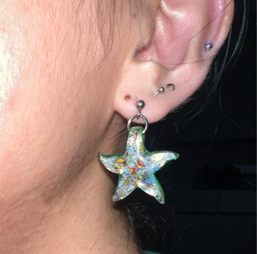 Glazed Starfish Necklace Earrings,Lumivault.