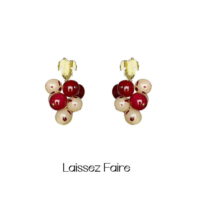 Handmade Clay Grape Earrings,Purple,Lumivault.