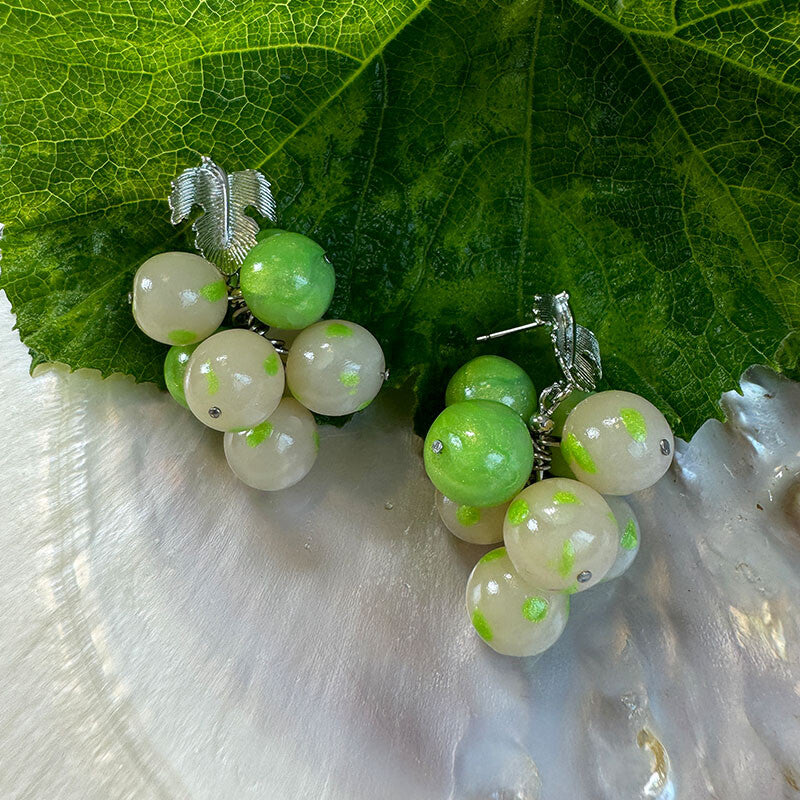 Handmade Clay Grape Earrings,Lumivault.