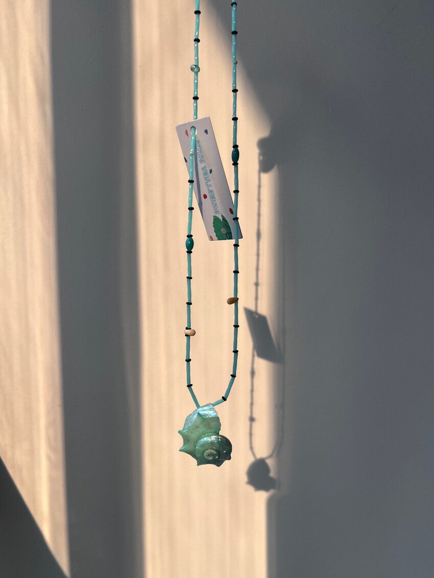 Summer Mint Green Conch Beaded Necklace,Lumivault.