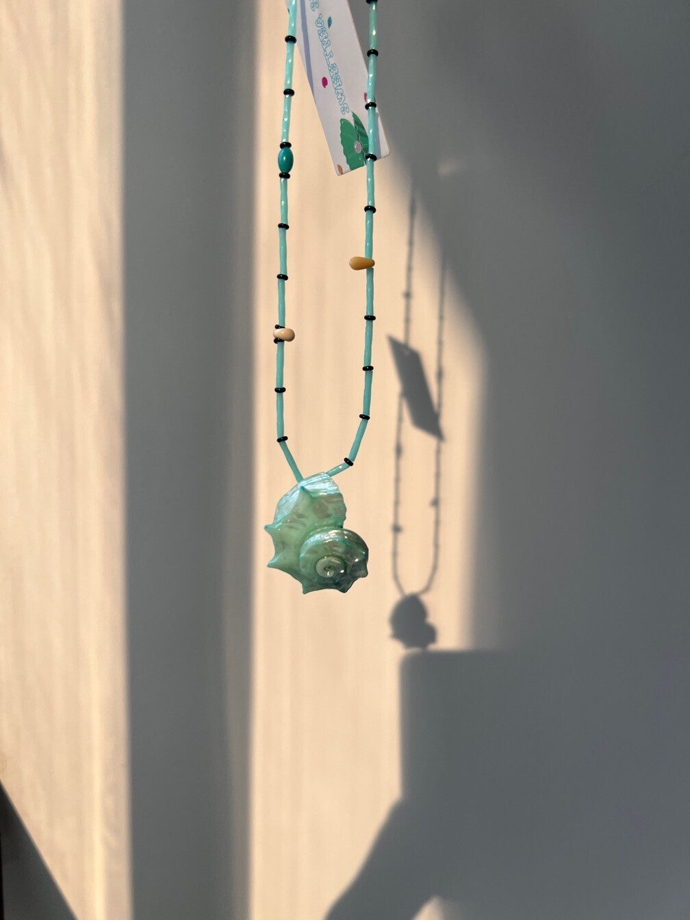 Summer Mint Green Conch Beaded Necklace,60cm,Lumivault.