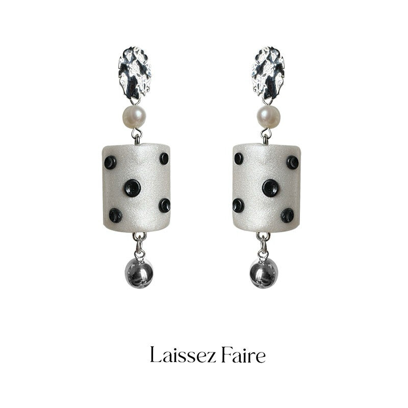 Handmade Clay Tile Polka Dot Earrings,Lumivault.