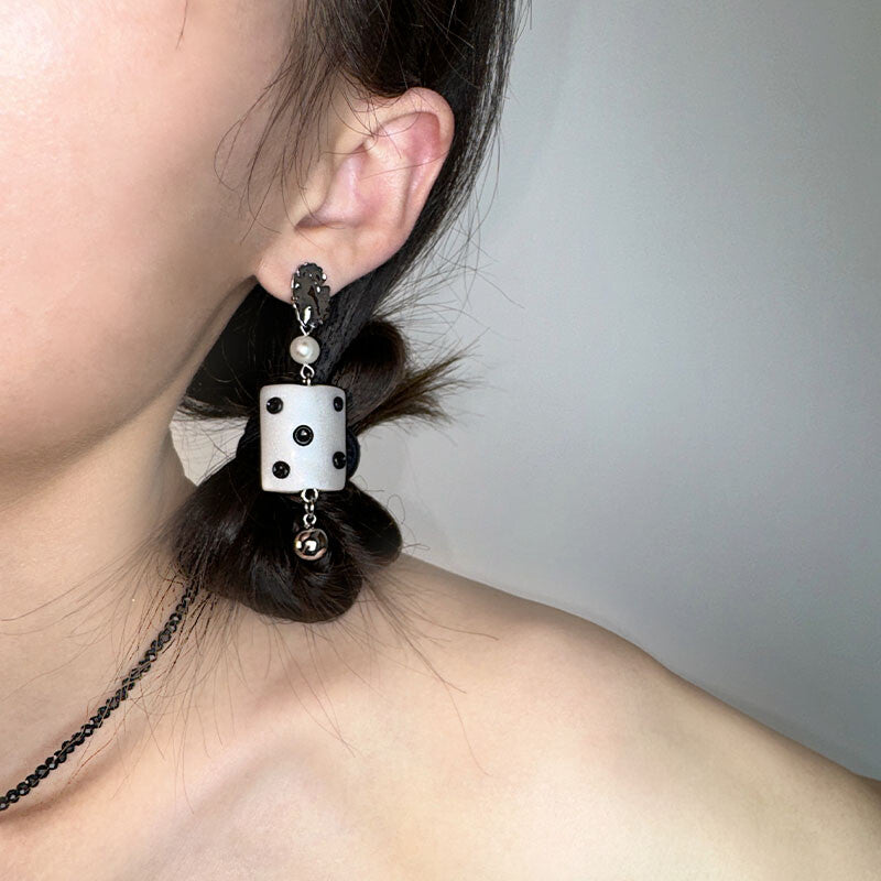 Handmade Clay Tile Polka Dot Earrings,Lumivault.