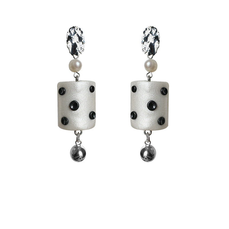 Handmade Clay Tile Polka Dot Earrings,Lumivault.