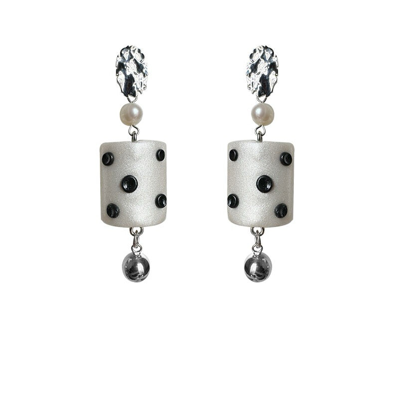 Handmade Clay Tile Polka Dot Earrings,Studs,Lumivault.