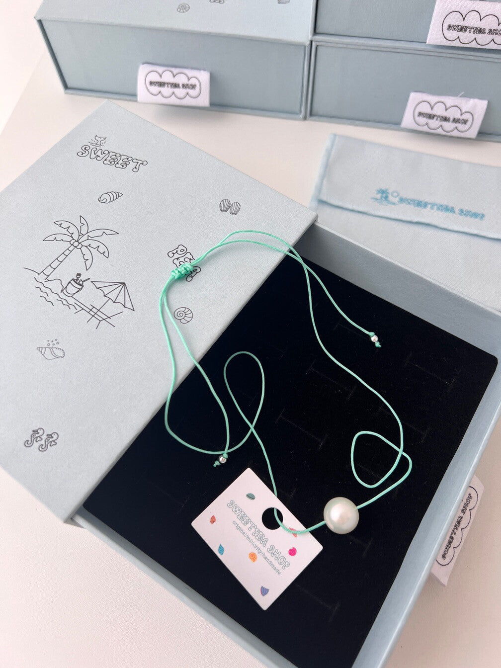 Handmade Edison Pearl Necklace,Mint Green / 12-13mm,Lumivault.