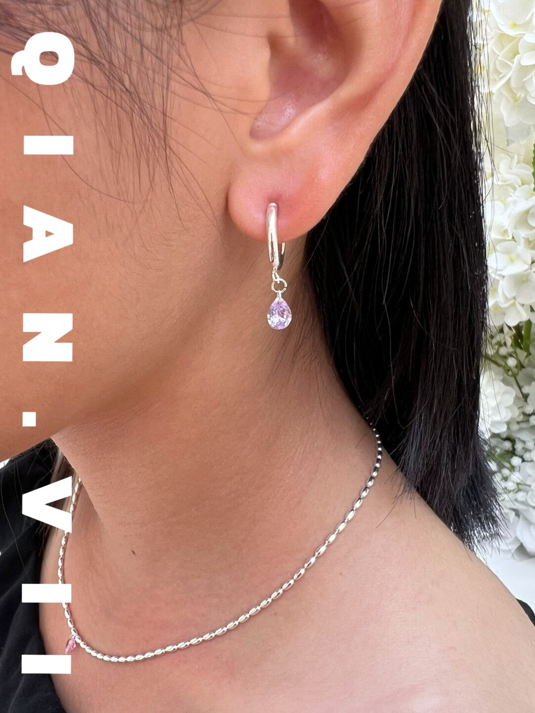 Flash Diamond Silver Single Earring,Lumivault.