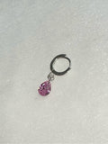 Flash Diamond Silver Single Earring,Droplet Pink Diamond / 1mm,Lumivault.