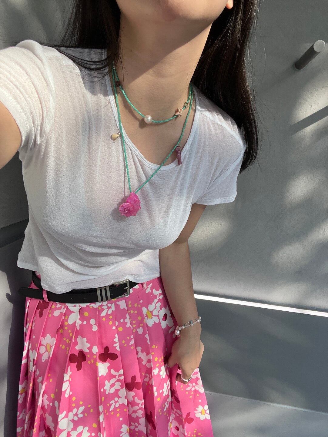 Handmade Pink Purple Snail  Beaded Necklace,Lumivault.